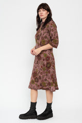 Merino Wool Floral Print Dress Pink