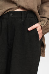 Dart Cotton and Linen Pants Black