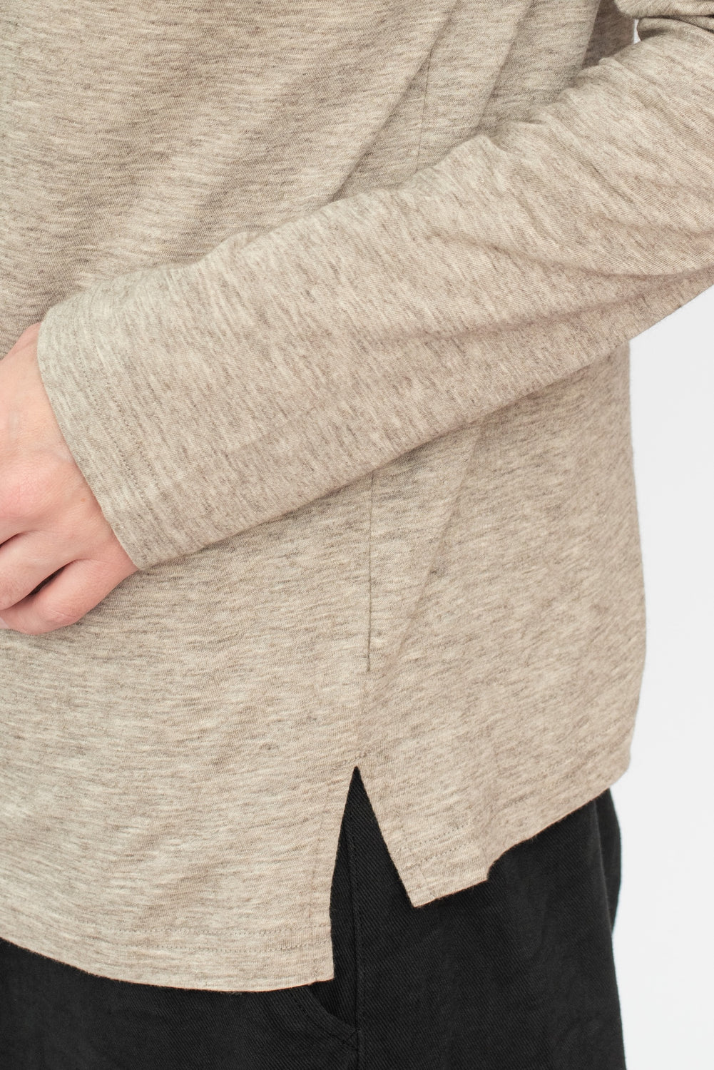 Cotton and Yak High Neck L/S T Shirt