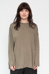 Cotton and Silk T Shirt Gray Olive