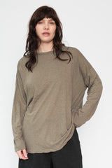 Cotton and Silk T Shirt Gray Olive
