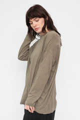 Cotton and Silk T Shirt Gray Olive