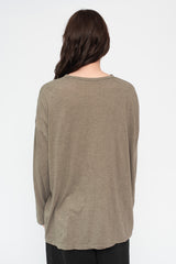 Cotton and Silk T Shirt Gray Olive