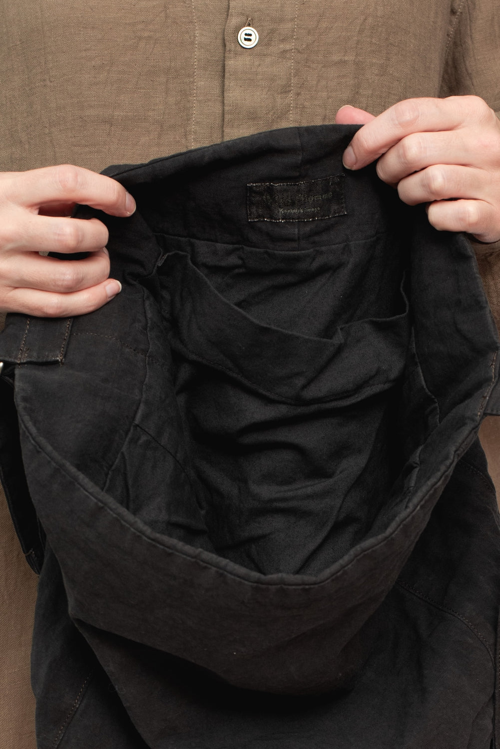 Garment Dyed Cotton and Linen Bag Navy