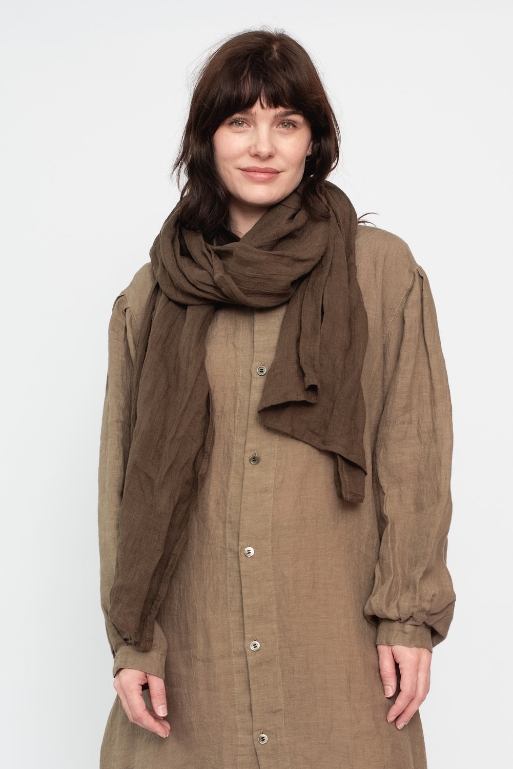 Linen Scarf Dark Olive