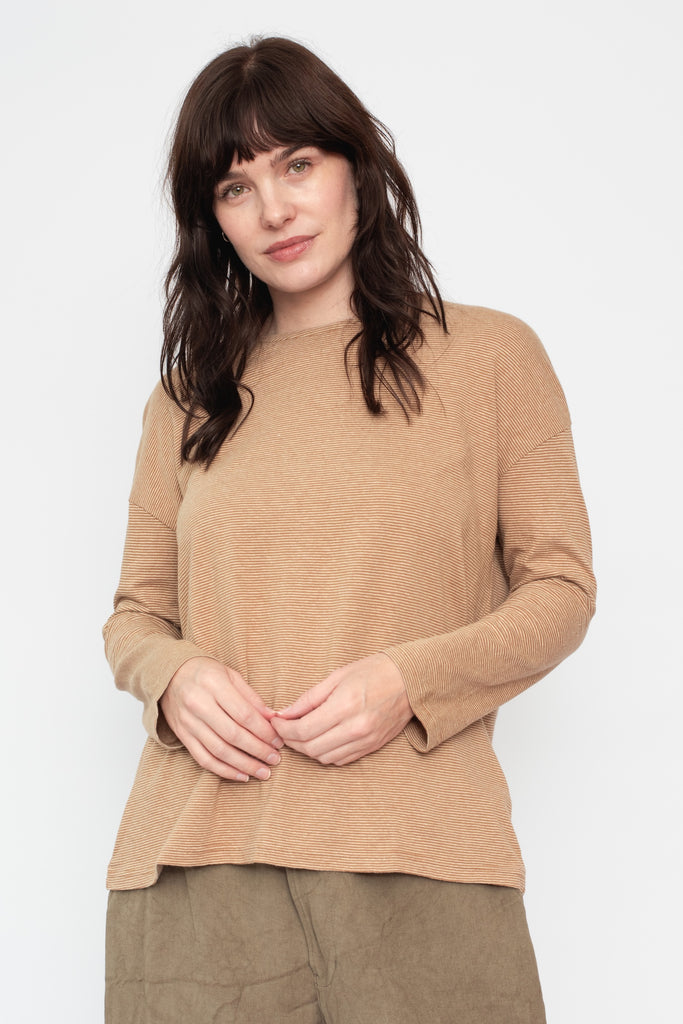 Striped Cotton and Hemp L/S T Shirt