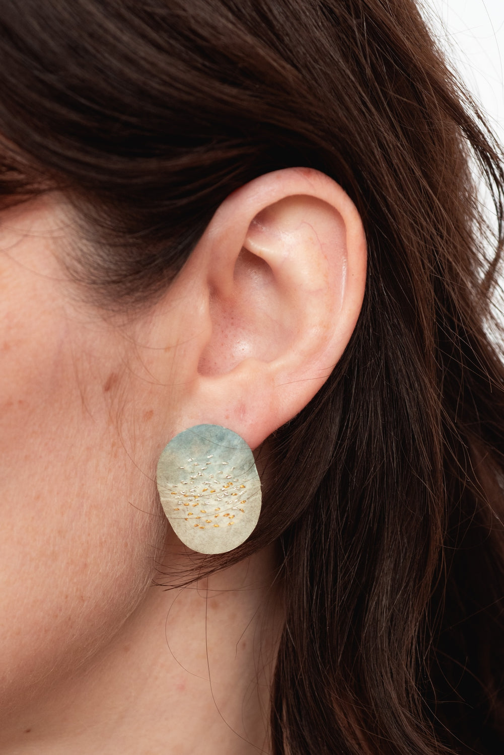 Washi and Silver and Gold Thread Earrings 007