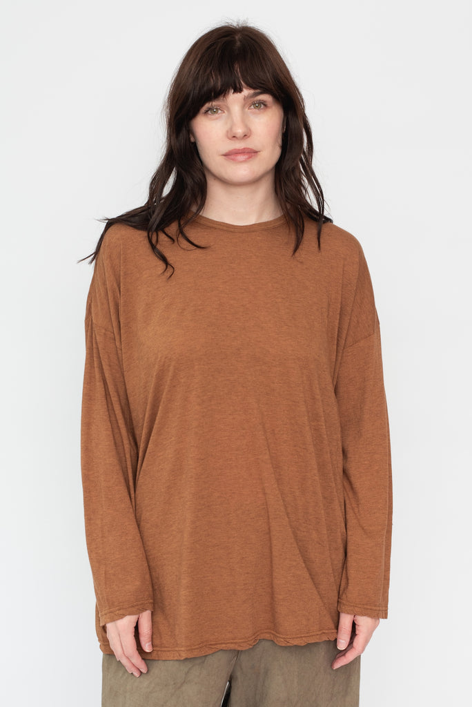 Cotton and Silk T Shirt Raw Umber