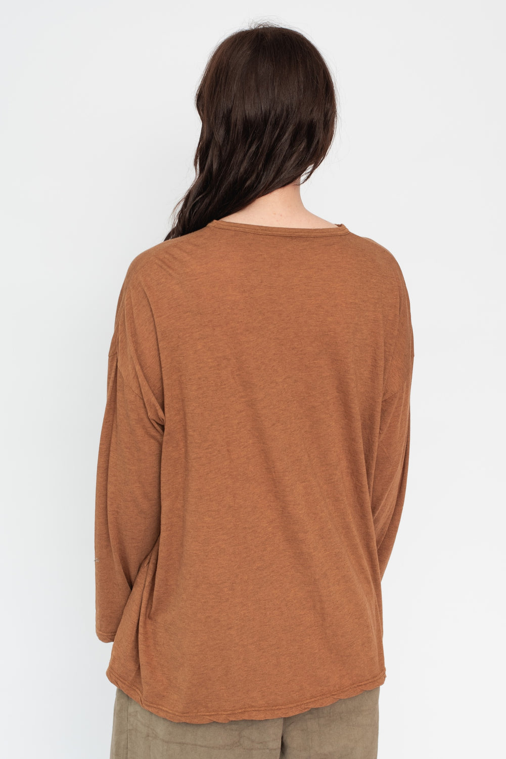 Cotton and Silk T Shirt Raw Umber