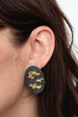 Indigo Washi and Gold leaf Earrings