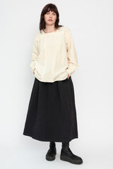 Cotton and Linen Swallow Skirt Dark Charcoal