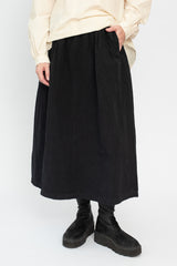 Cotton and Linen Swallow Skirt Dark Charcoal