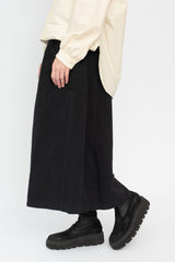 Cotton and Linen Swallow Skirt Dark Charcoal
