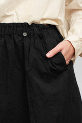 Cotton and Linen Swallow Skirt Dark Charcoal