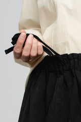 Cotton and Linen Swallow Skirt Dark Charcoal