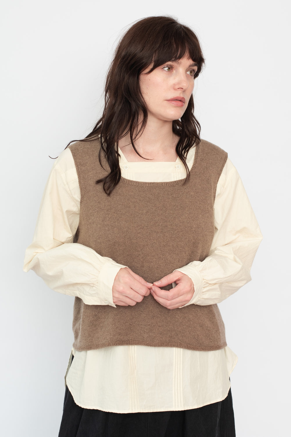 Cashmere Sleeveless Top Brown