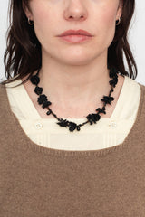 Cloth and Beads Necklace Black
