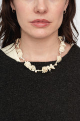 Cloth and Beads Necklace Off White