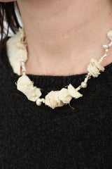 Cloth and Beads Necklace Off White