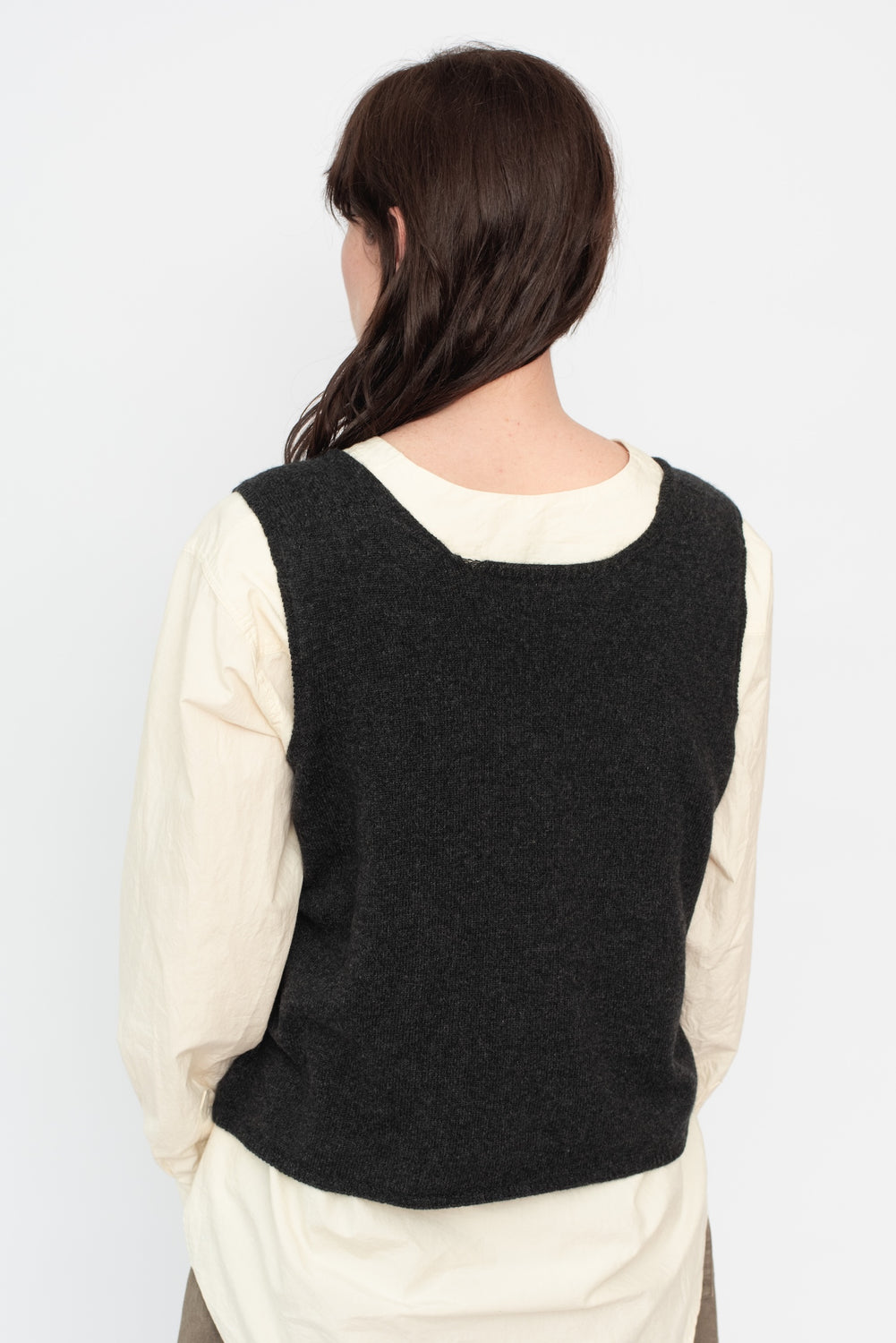 Cashmere Sleeveless Top Charcoal