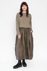 Tucked Gather Skirt Gray Olive