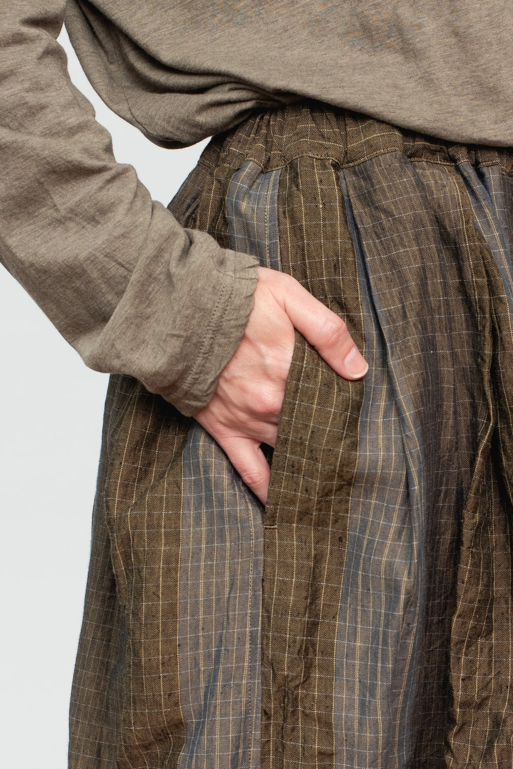 Tucked Gather Skirt Gray Olive
