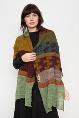 Knit Shawl, Green Mix