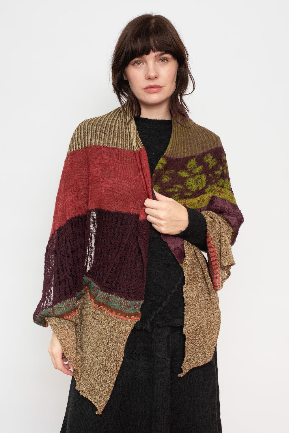 Knit Shawl, Beige Mix