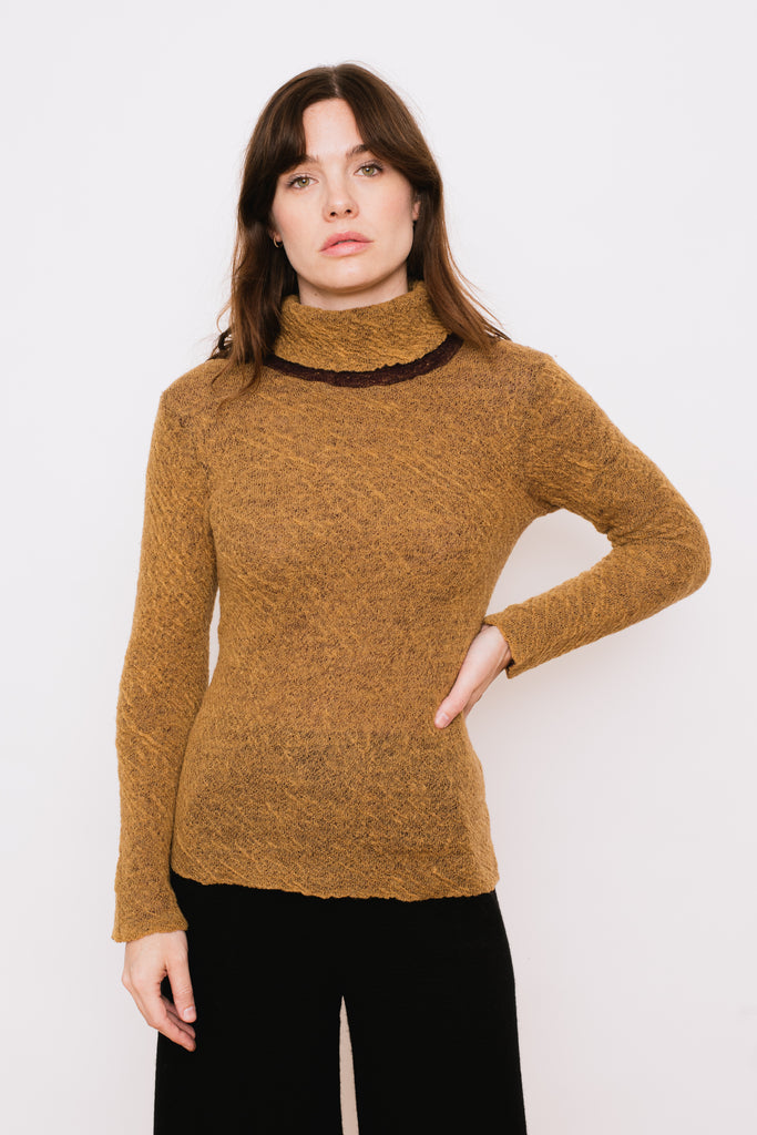 Knit Wool Turtleneck Sweater, Camel