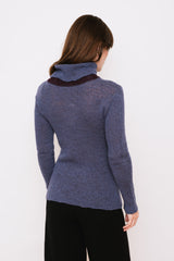 Knit Wool Turtleneck Sweater, Periwinkle