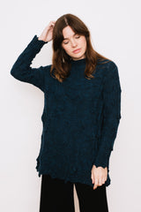 Long Textured Wool Sweater, Blue