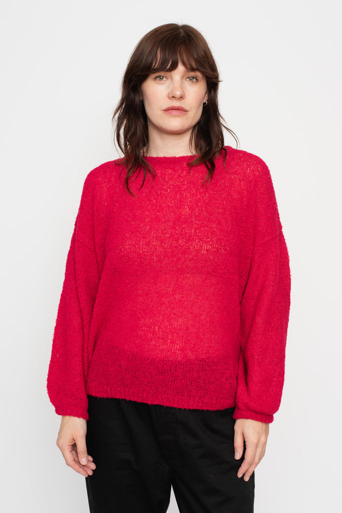 Peru Knit Boucle Pullover Red