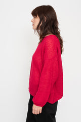 Peru Knit Boucle Pullover Red