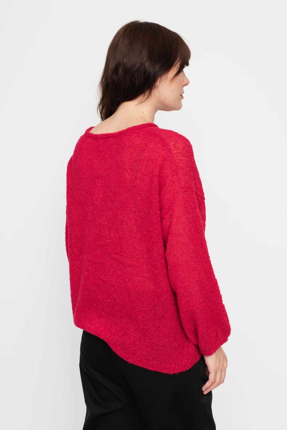 Peru Knit Boucle Pullover Red