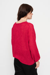 Peru Knit Boucle Pullover Red