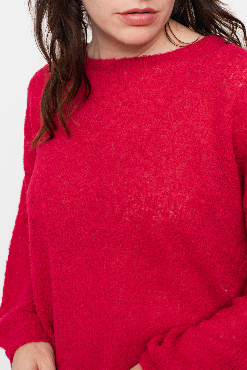 Peru Knit Boucle Pullover Red