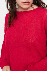 Peru Knit Boucle Pullover Red