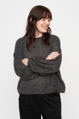 Peru Knit Boucle Pullover Charcoal