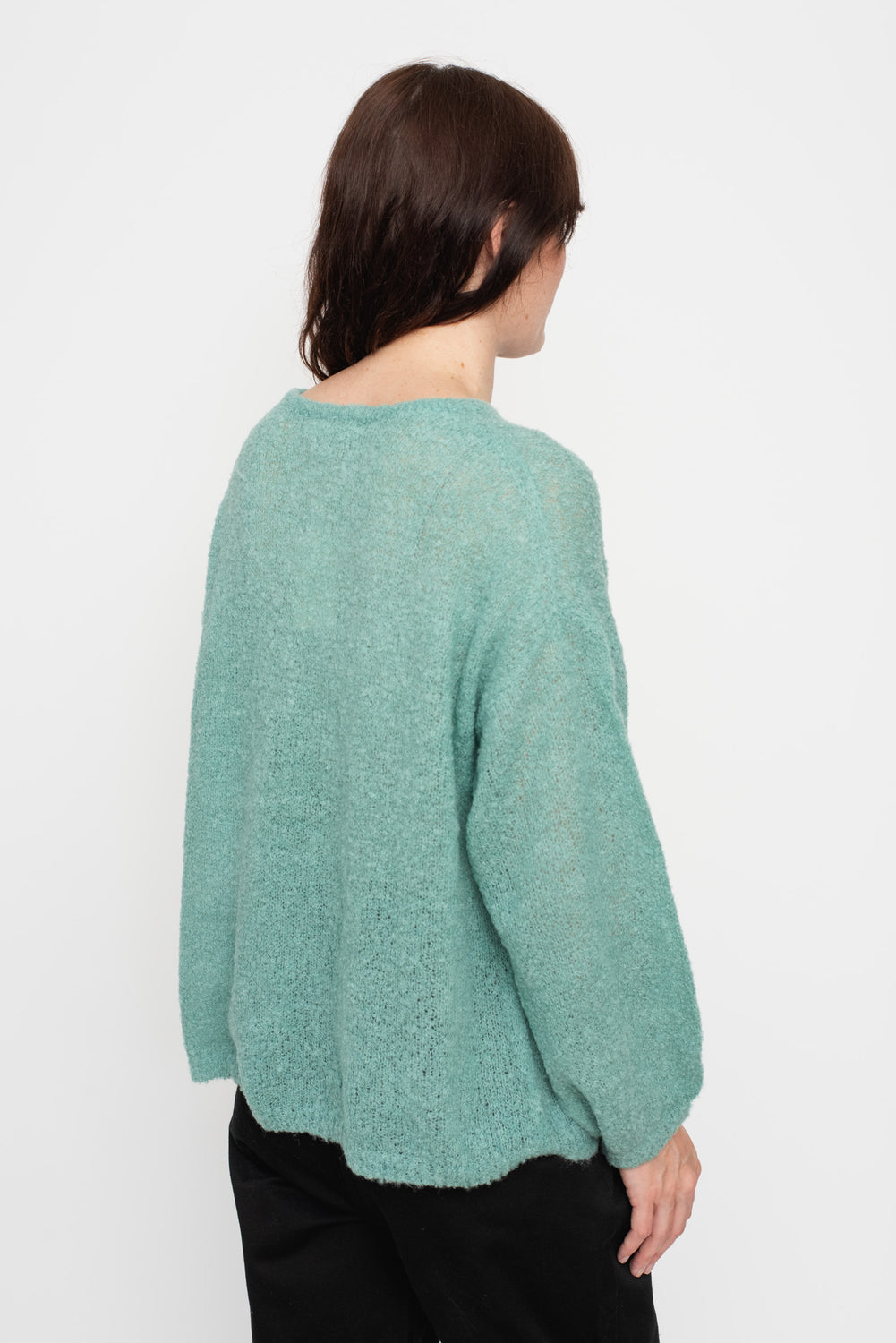 Peru Knit Boucle Pullover Aqua