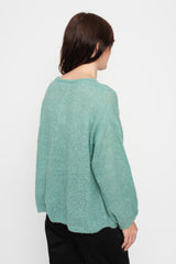 Peru Knit Boucle Pullover Aqua