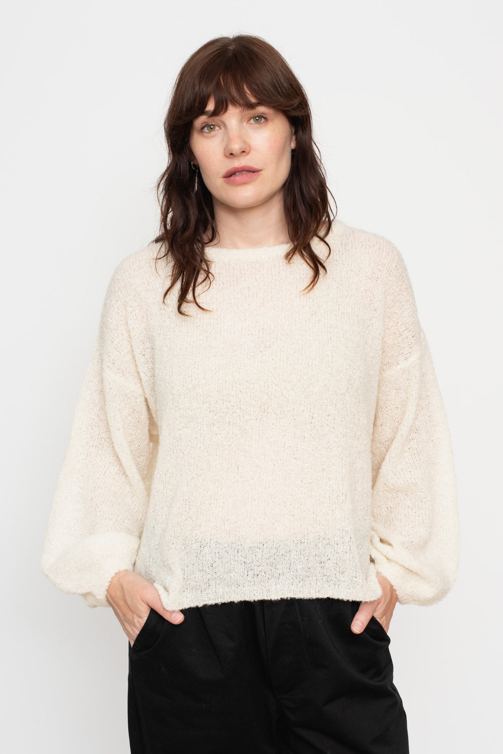 Peru Knit Boucle Pullover White