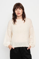 Peru Knit Boucle Pullover White