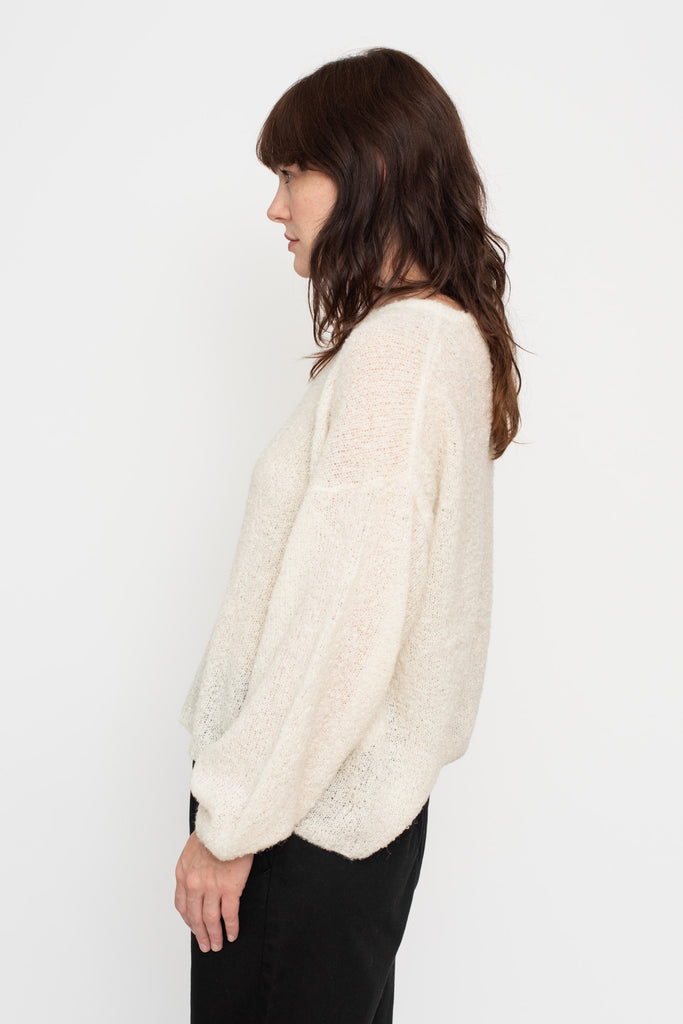 Peru Knit Boucle Pullover White