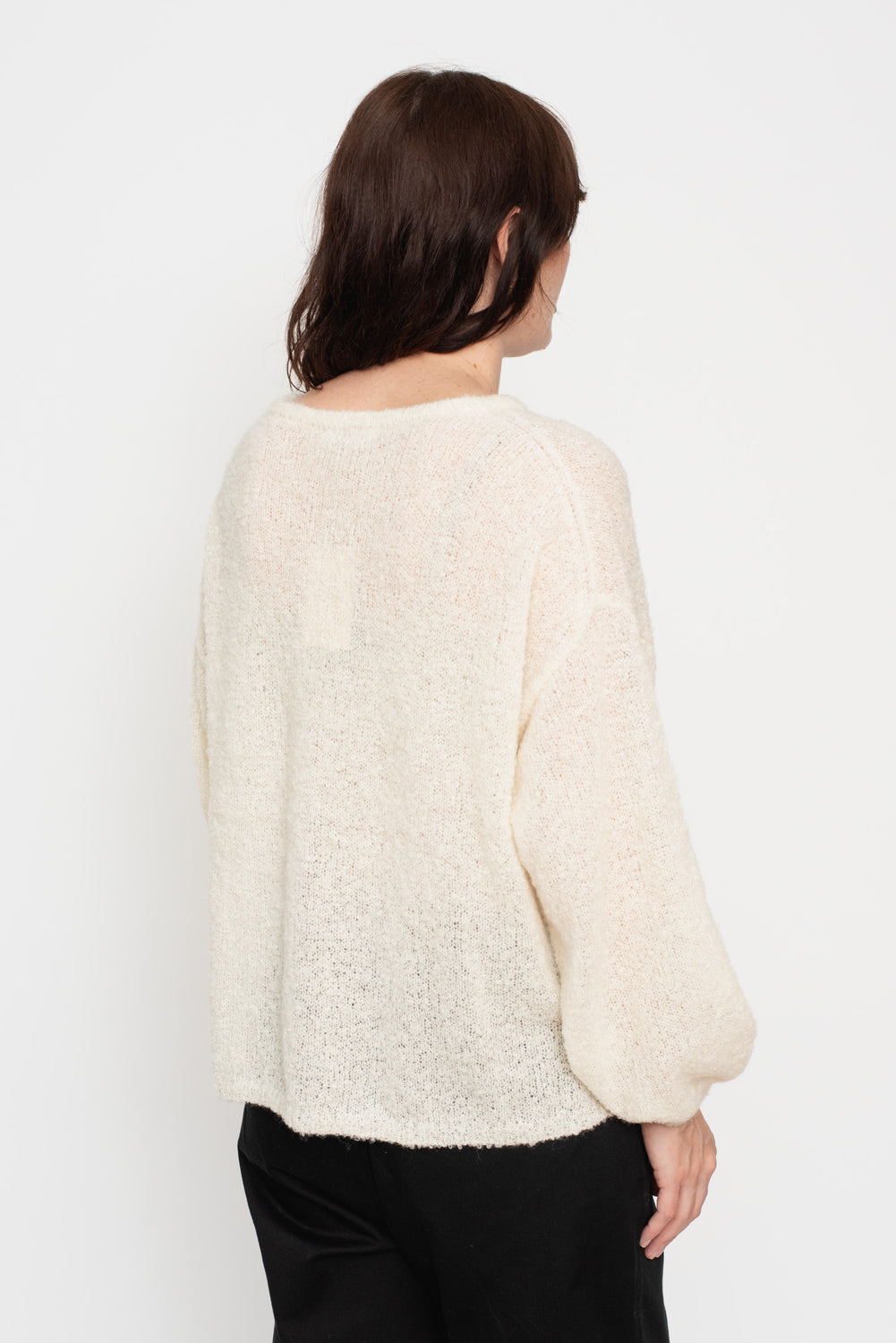 Peru Knit Boucle Pullover White