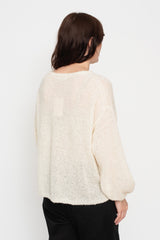 Peru Knit Boucle Pullover White