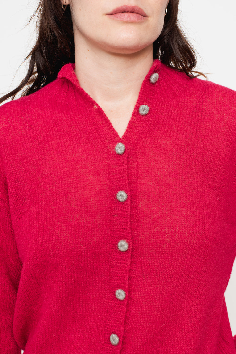 Peru Knit Cardigan Red