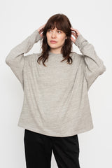 Cotton Loose Long Sleeve T Shirt Grey