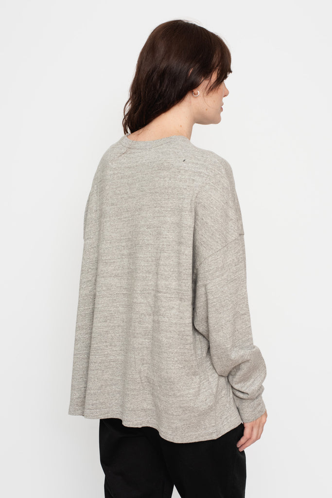 Cotton Loose Long Sleeve T Shirt Grey