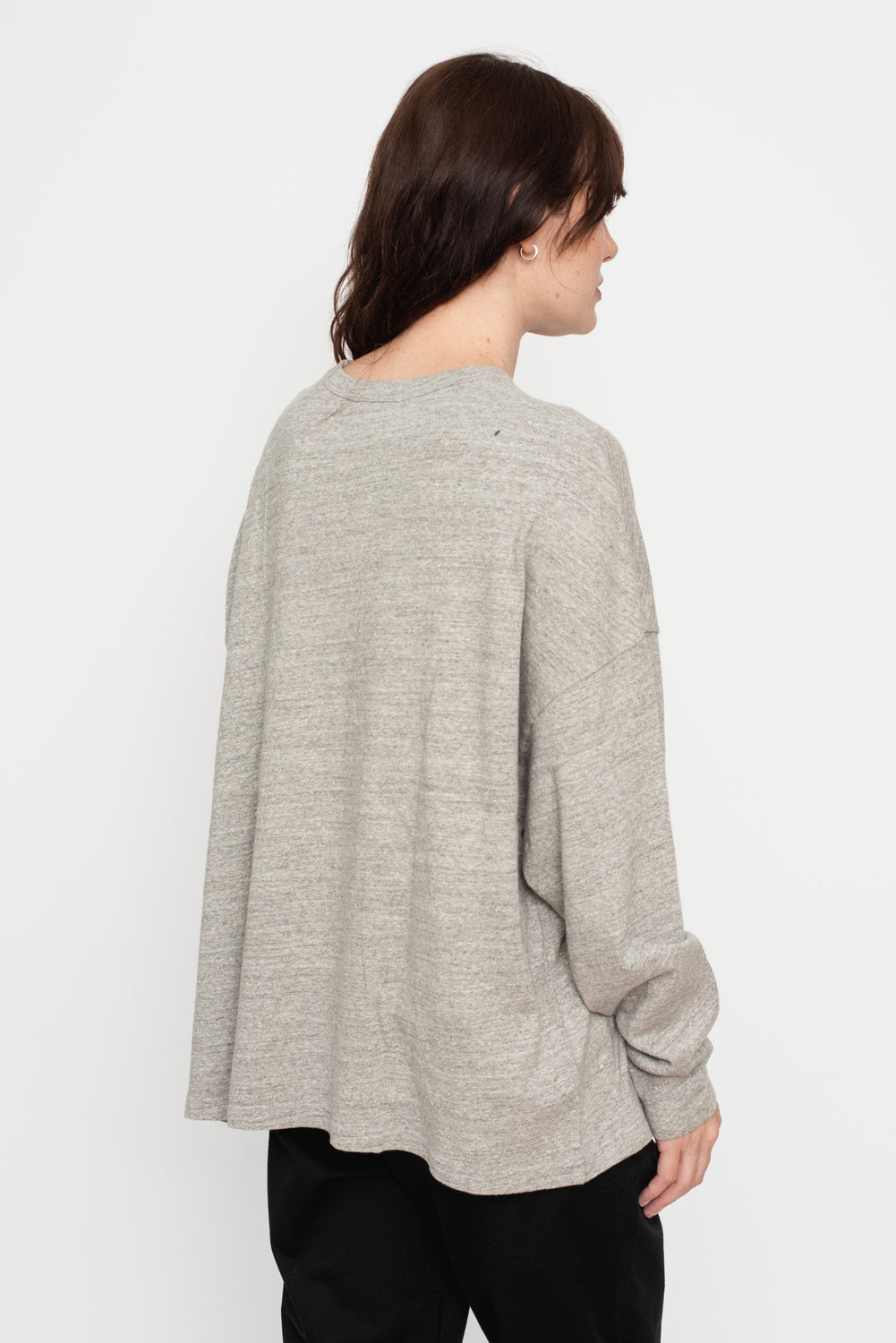 Cotton Loose Long Sleeve T Shirt Grey