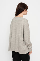 Cotton Loose Long Sleeve T Shirt Grey